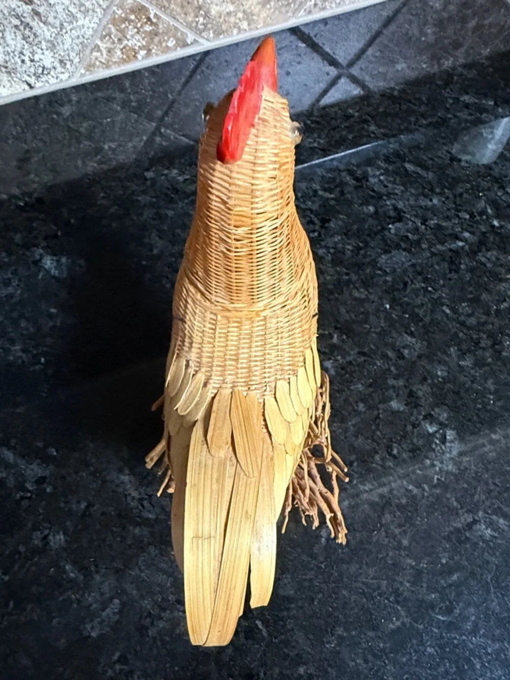 Kiangsi Handicrafts Rooster Chicken Basket With Lid Vintage